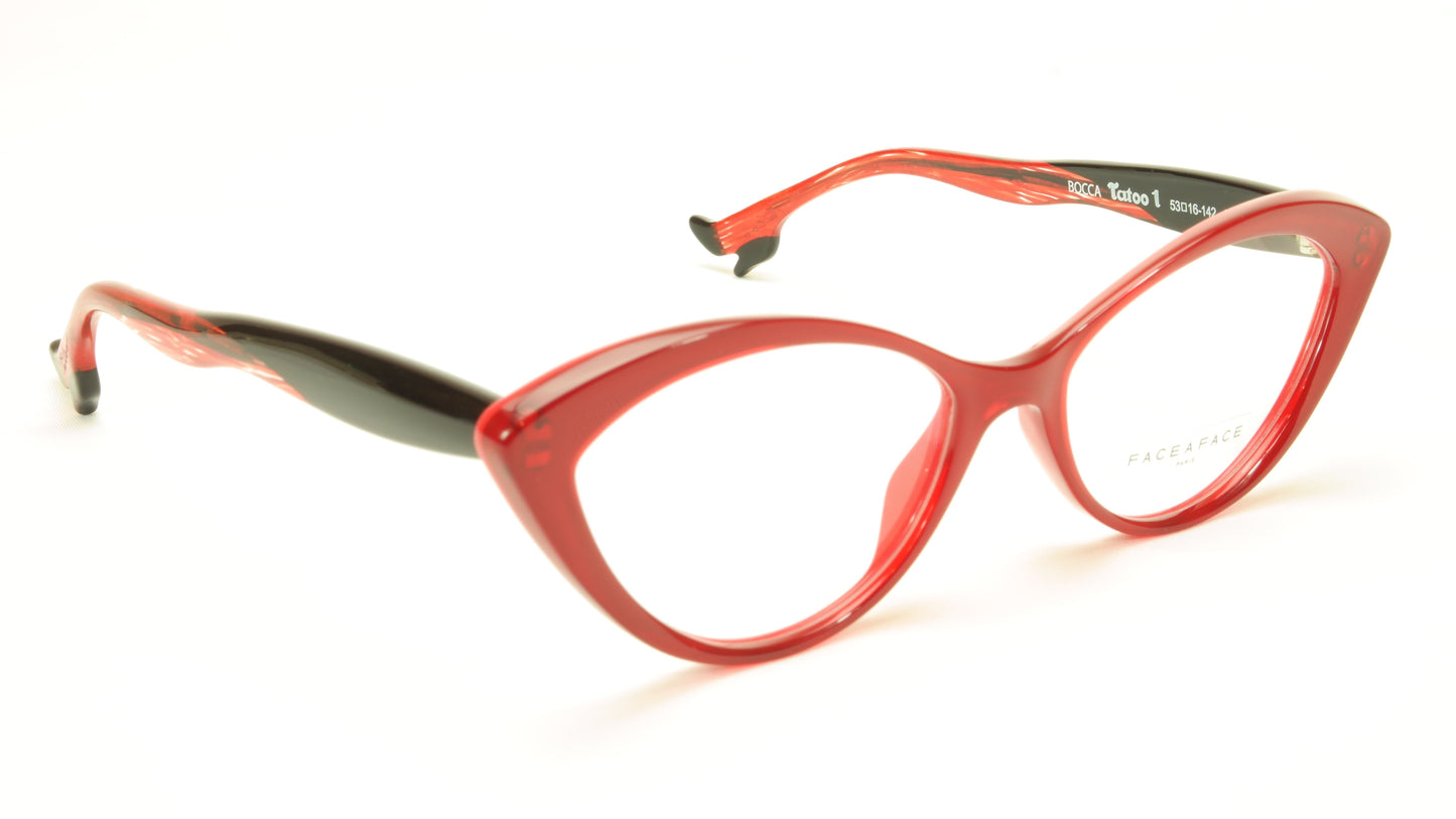Face A Face Bocca Tatoo 1 Col. 2016 Red Flashy Red Eyeglasses Italy Hand Made - Frame Bay