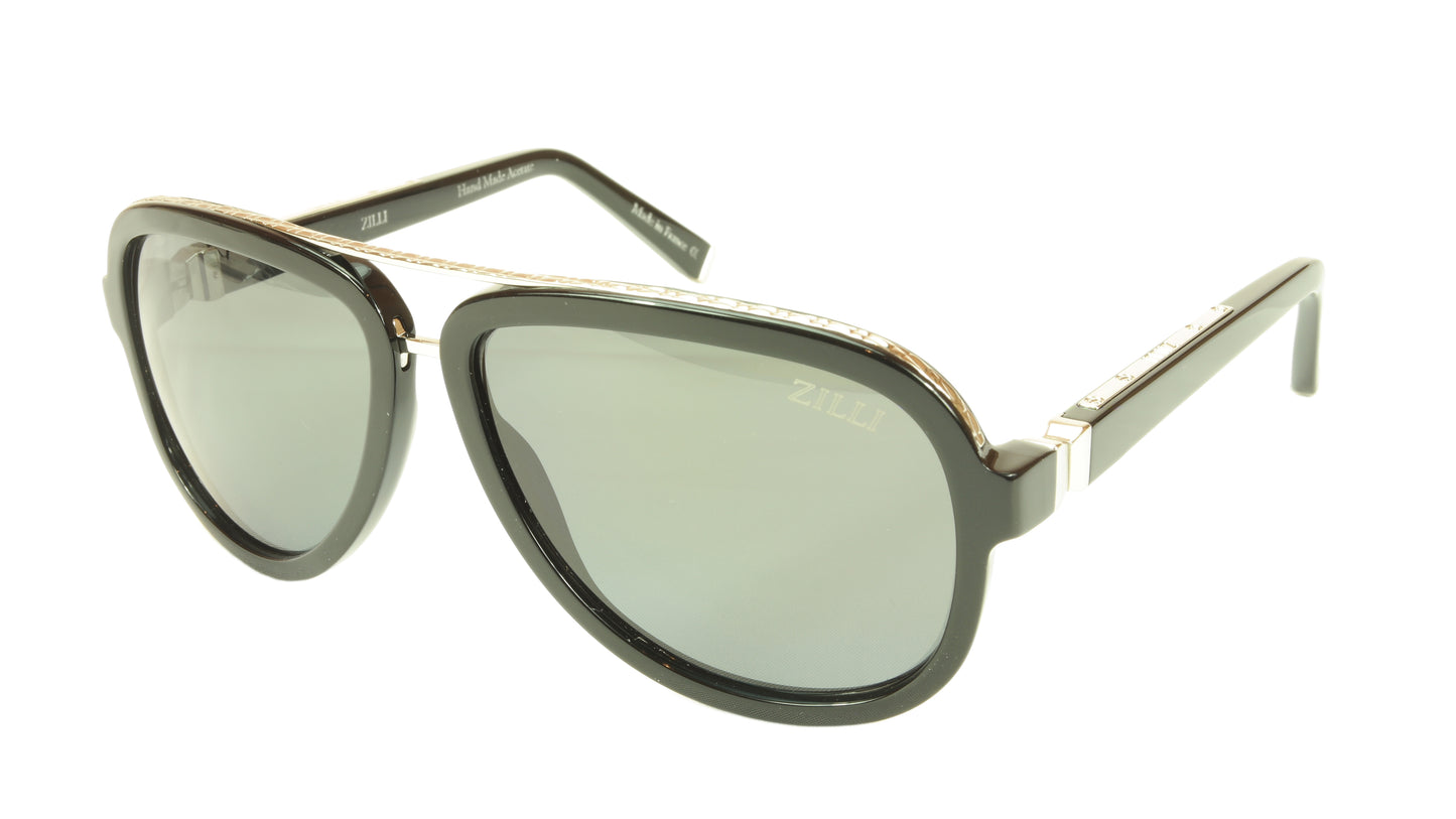 ZILLI Sunglasses Polarized Hand Made Acetate Titanium Black France ZI 65003 C03 - Frame Bay