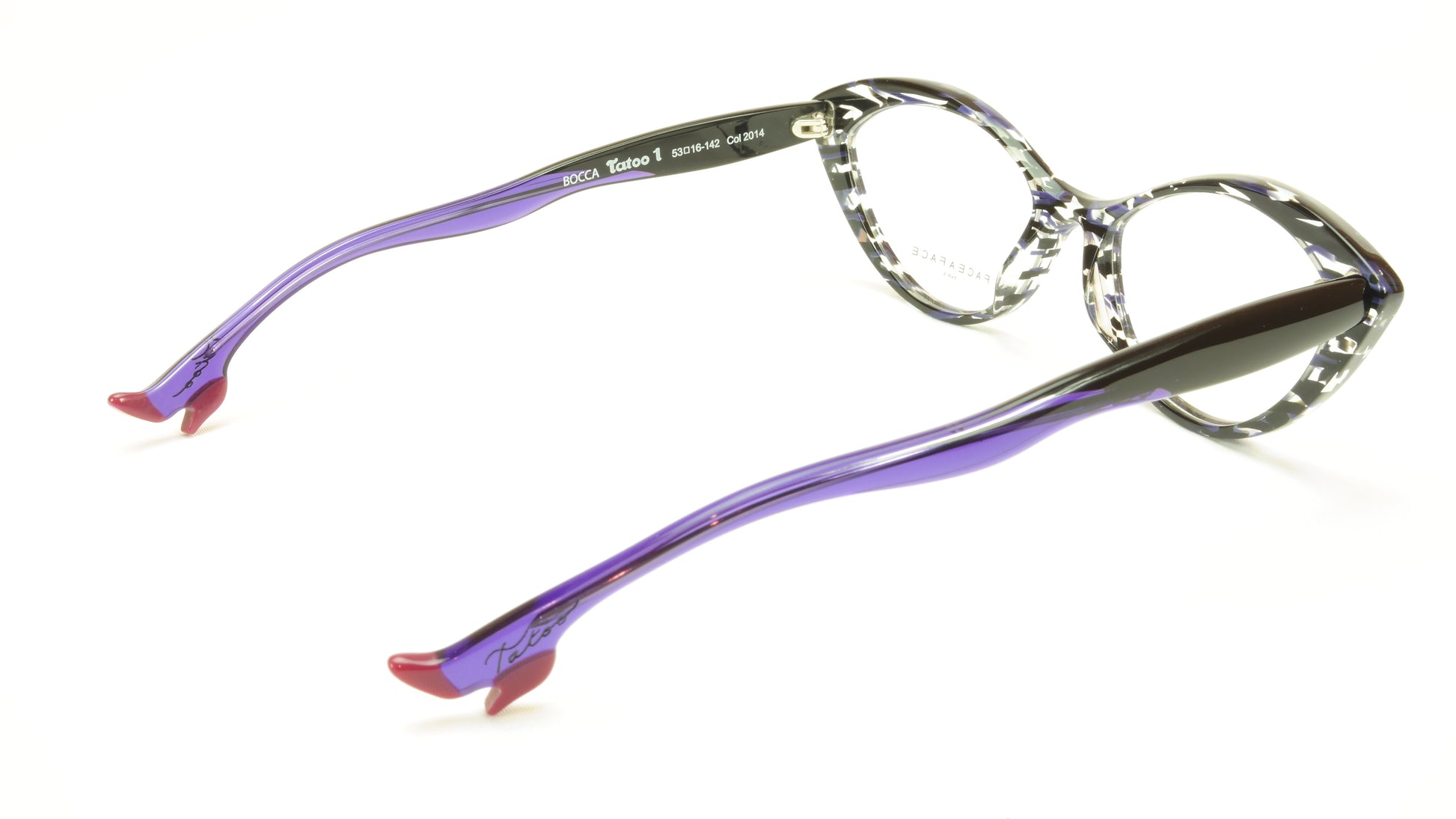 Face A Face Bocca Tatoo 1 Col. 2014 Lines and Blue Light Eyeglasses Italy Made - Frame Bay