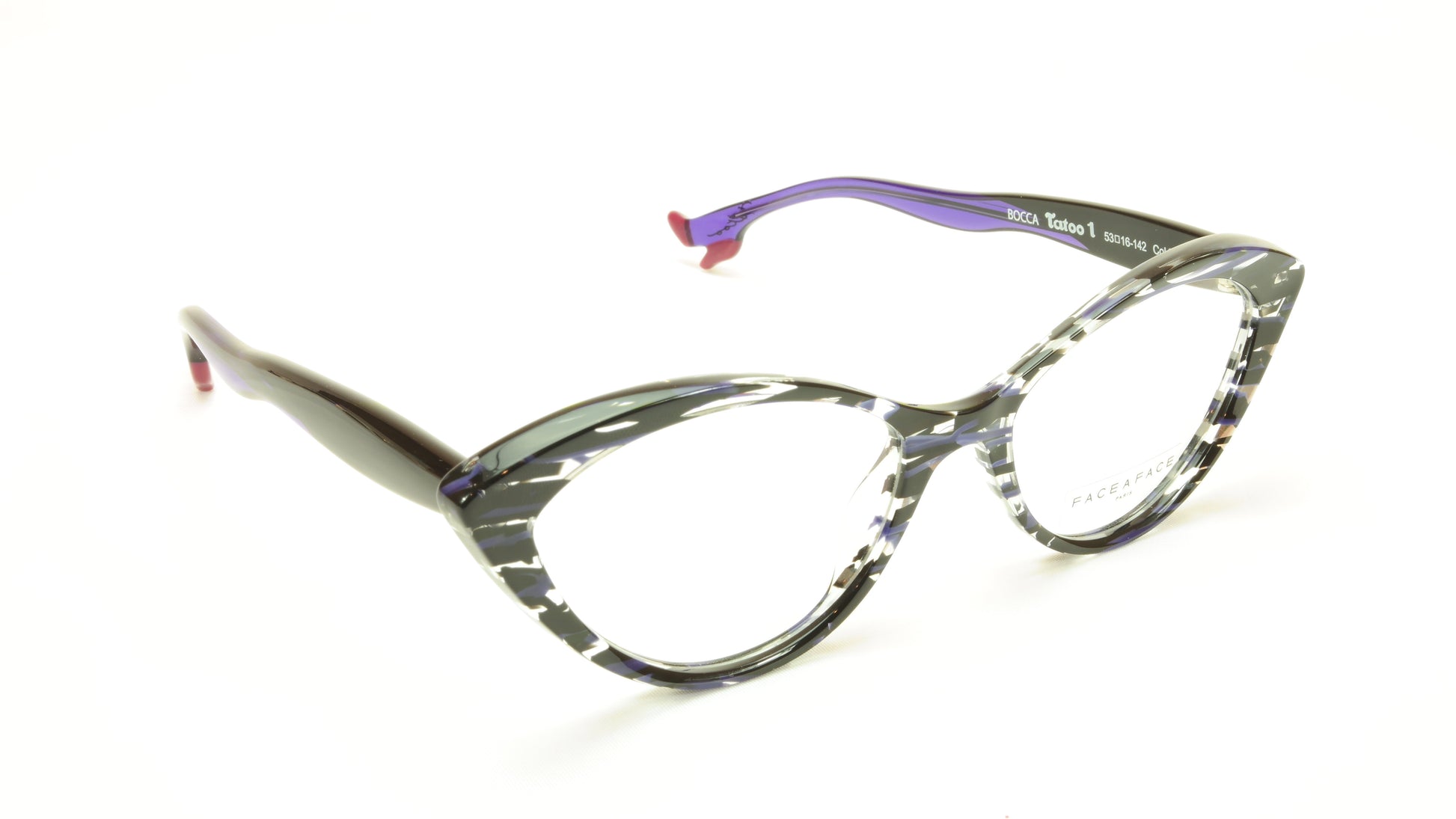 Face A Face Bocca Tatoo 1 Col. 2014 Lines and Blue Light Eyeglasses Italy Made - Frame Bay