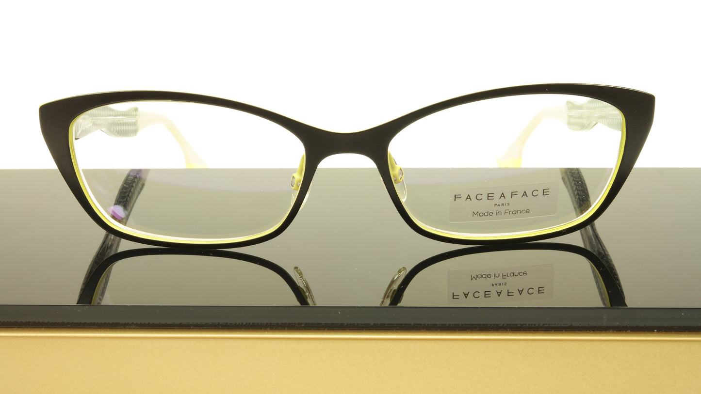 Face A Face Bocca City 1 Col. 9020 Eyeglasses Black Yellow France Made 53-16-142 - Frame Bay