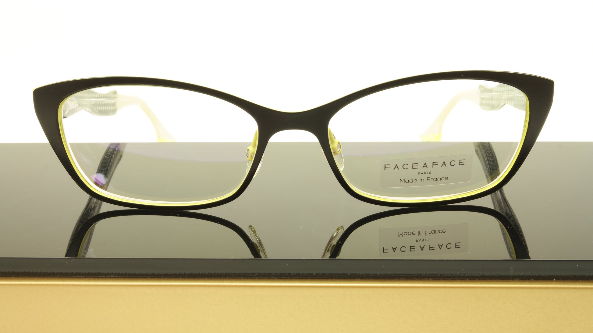 Face A Face Bocca City 1 Col. 9020 Eyeglasses Black Yellow France Made 53-16-142 - Frame Bay