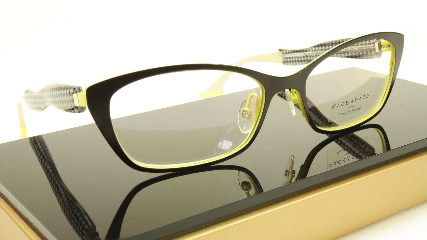 Face A Face Bocca City 1 Col. 9020 Eyeglasses Black Yellow France Made 53-16-142 - Frame Bay