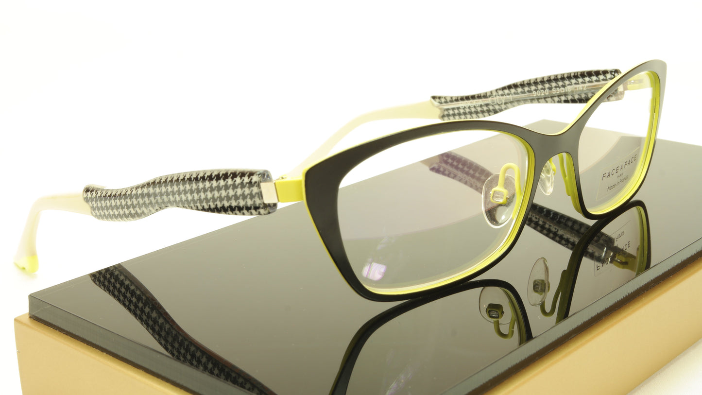 Face A Face Bocca City 1 Col. 9020 Eyeglasses Black Yellow France Made 53-16-142 - Frame Bay