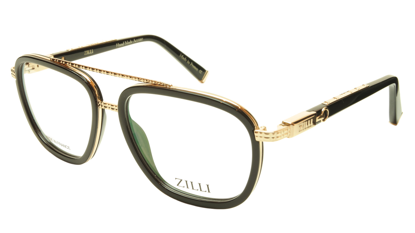 ZILLI Eyeglasses Frame Acetate Leather Titanium France Hand Made ZI 60016 C01 - Frame Bay