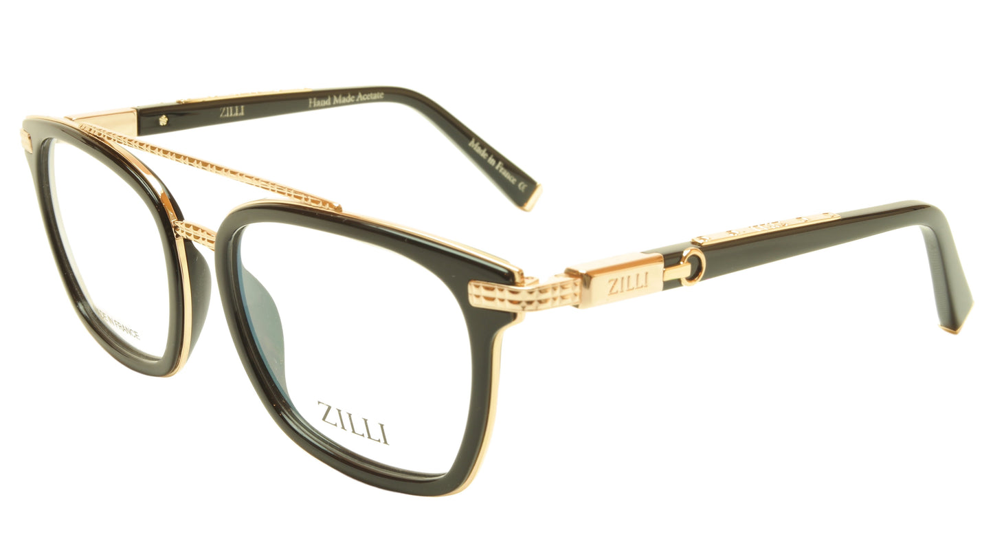 ZILLI Eyeglasses Frame Acetate Titanium Black Gold France Hand Made ZI 60017 C01 - Frame Bay