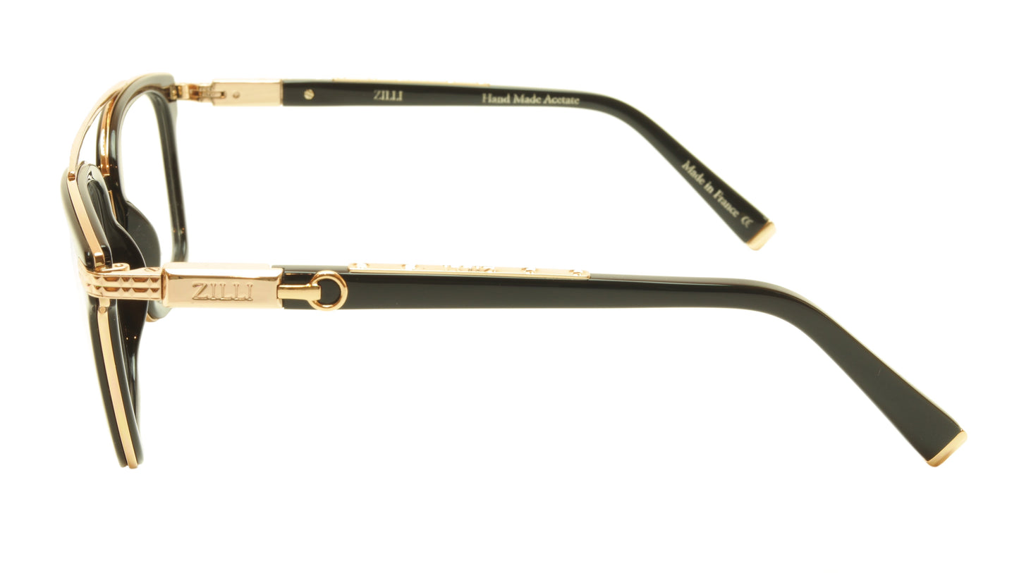 ZILLI Eyeglasses Frame Acetate Titanium Black Gold France Hand Made ZI 60017 C01 - Frame Bay