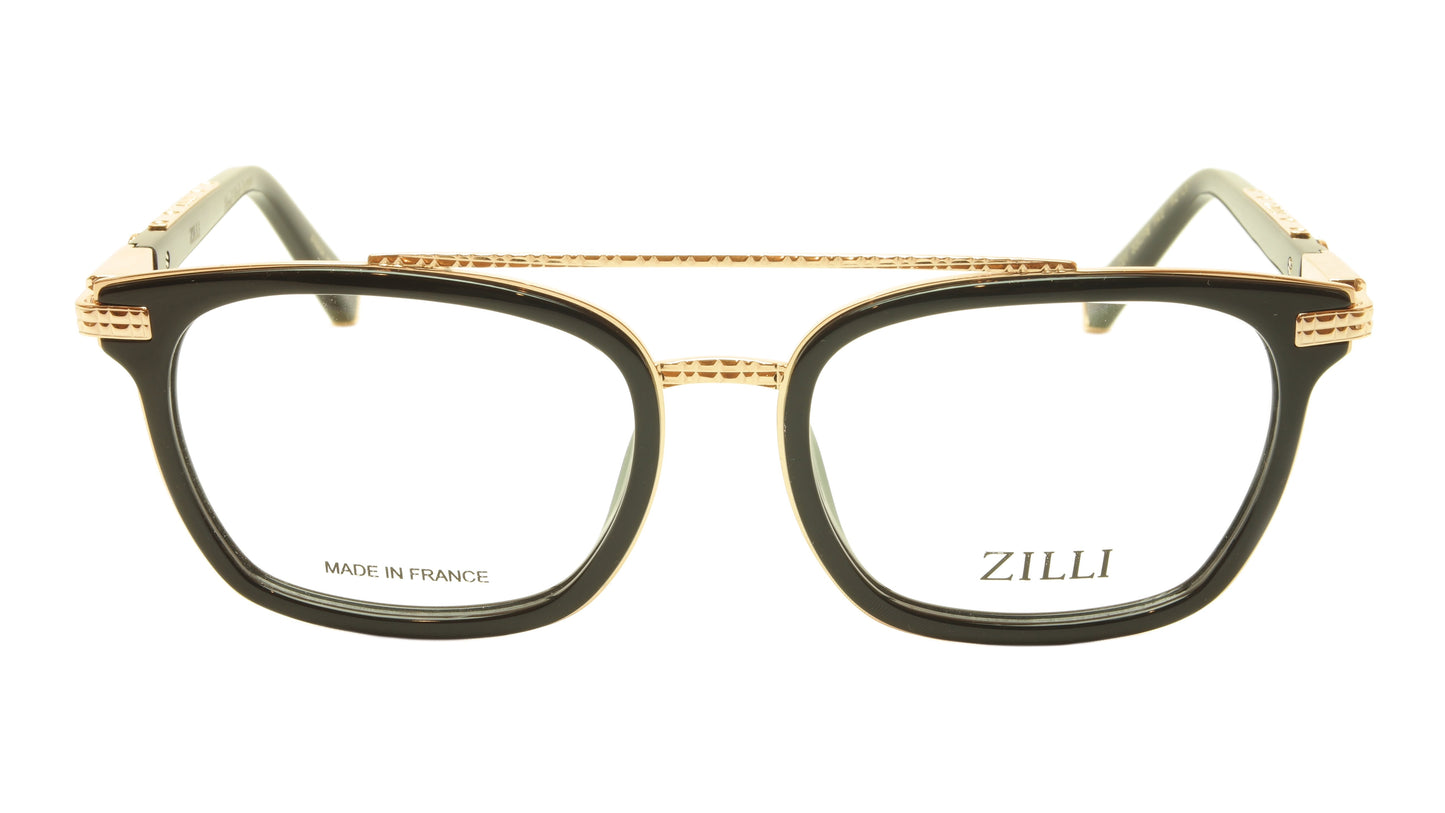 ZILLI Eyeglasses Frame Acetate Titanium Black Gold France Hand Made ZI 60017 C01 - Frame Bay