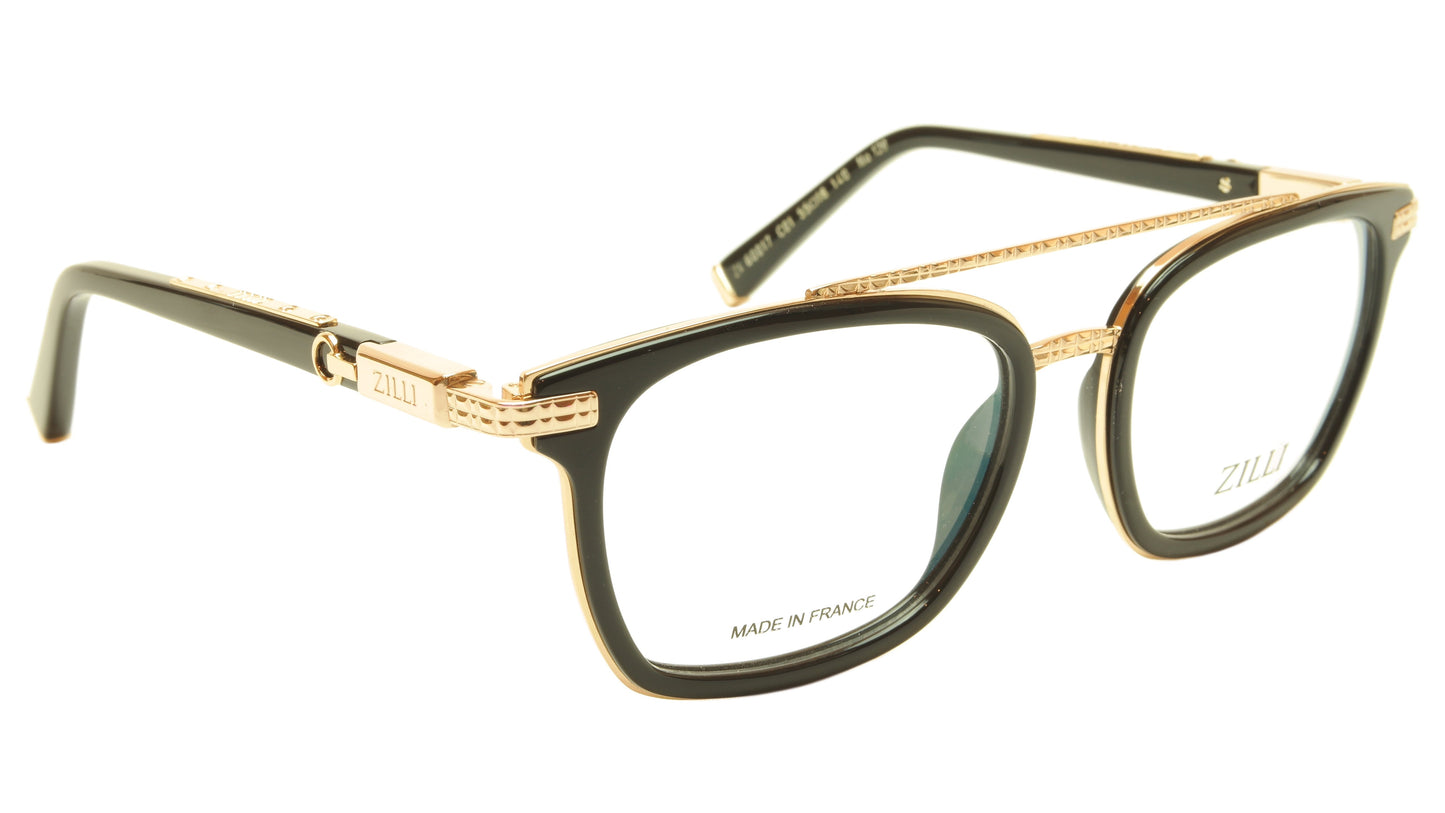 ZILLI Eyeglasses Frame Acetate Titanium Black Gold France Hand Made ZI 60017 C01 - Frame Bay