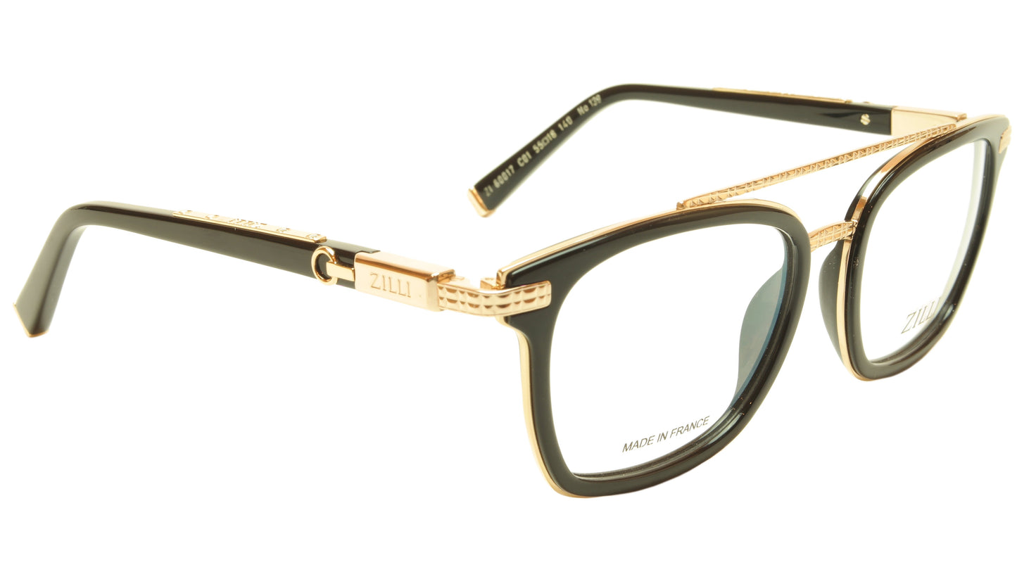 ZILLI Eyeglasses Frame Acetate Titanium Black Gold France Hand Made ZI 60017 C01 - Frame Bay