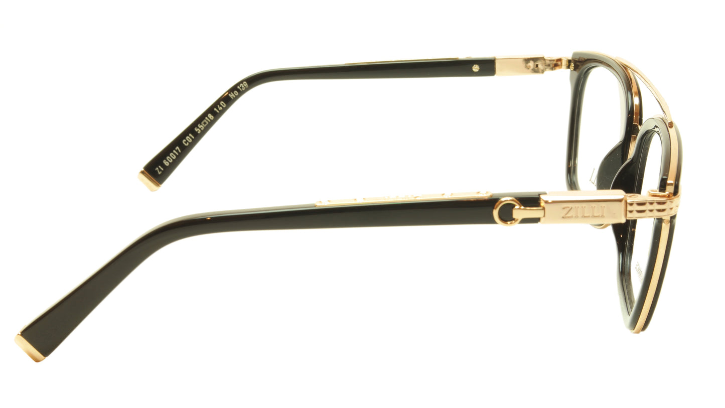ZILLI Eyeglasses Frame Acetate Titanium Black Gold France Hand Made ZI 60017 C01 - Frame Bay