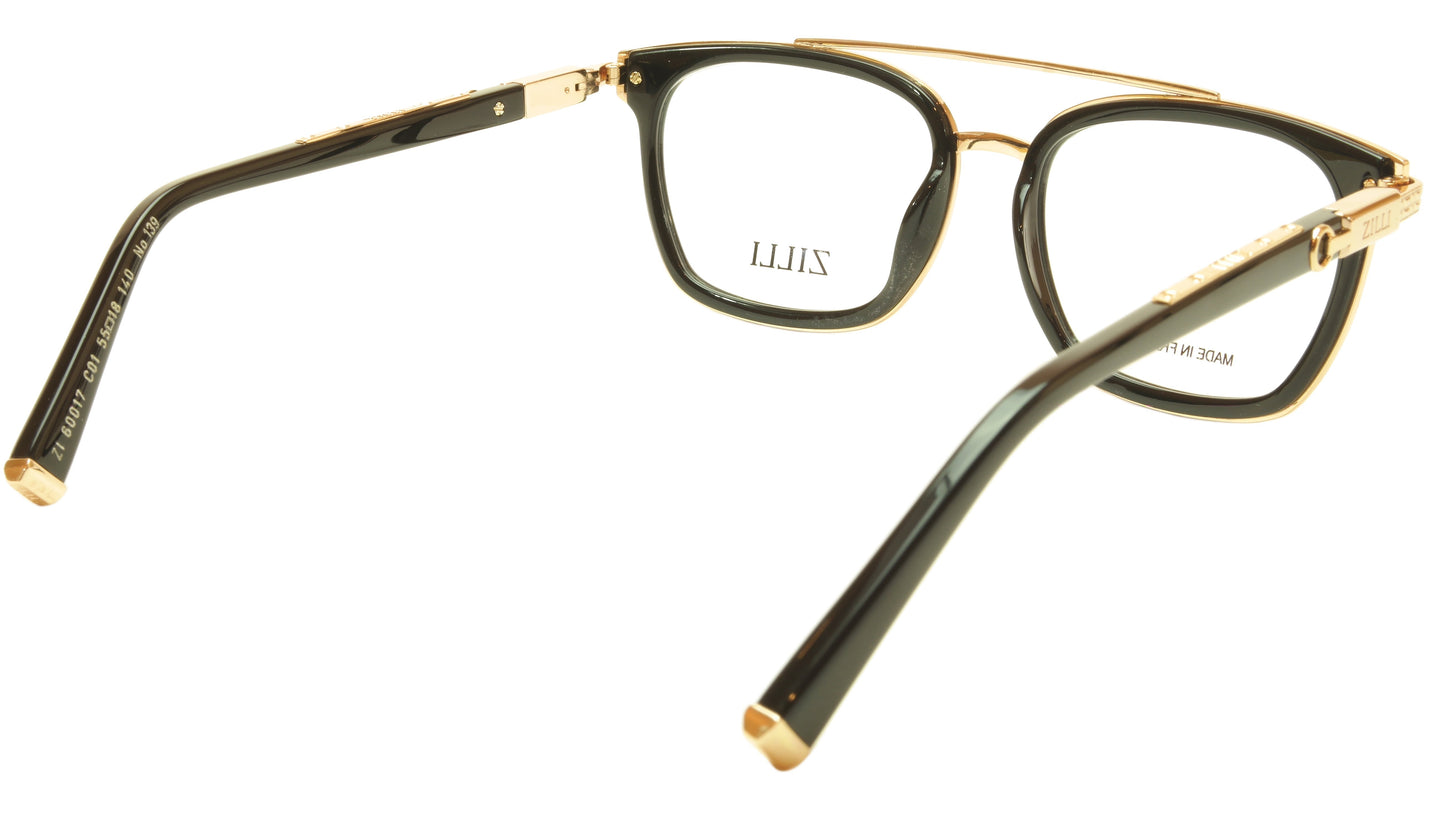 ZILLI Eyeglasses Frame Acetate Titanium Black Gold France Hand Made ZI 60017 C01 - Frame Bay