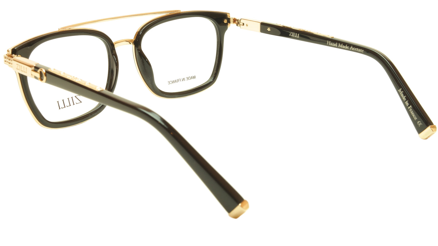 ZILLI Eyeglasses Frame Acetate Titanium Black Gold France Hand Made ZI 60017 C01 - Frame Bay