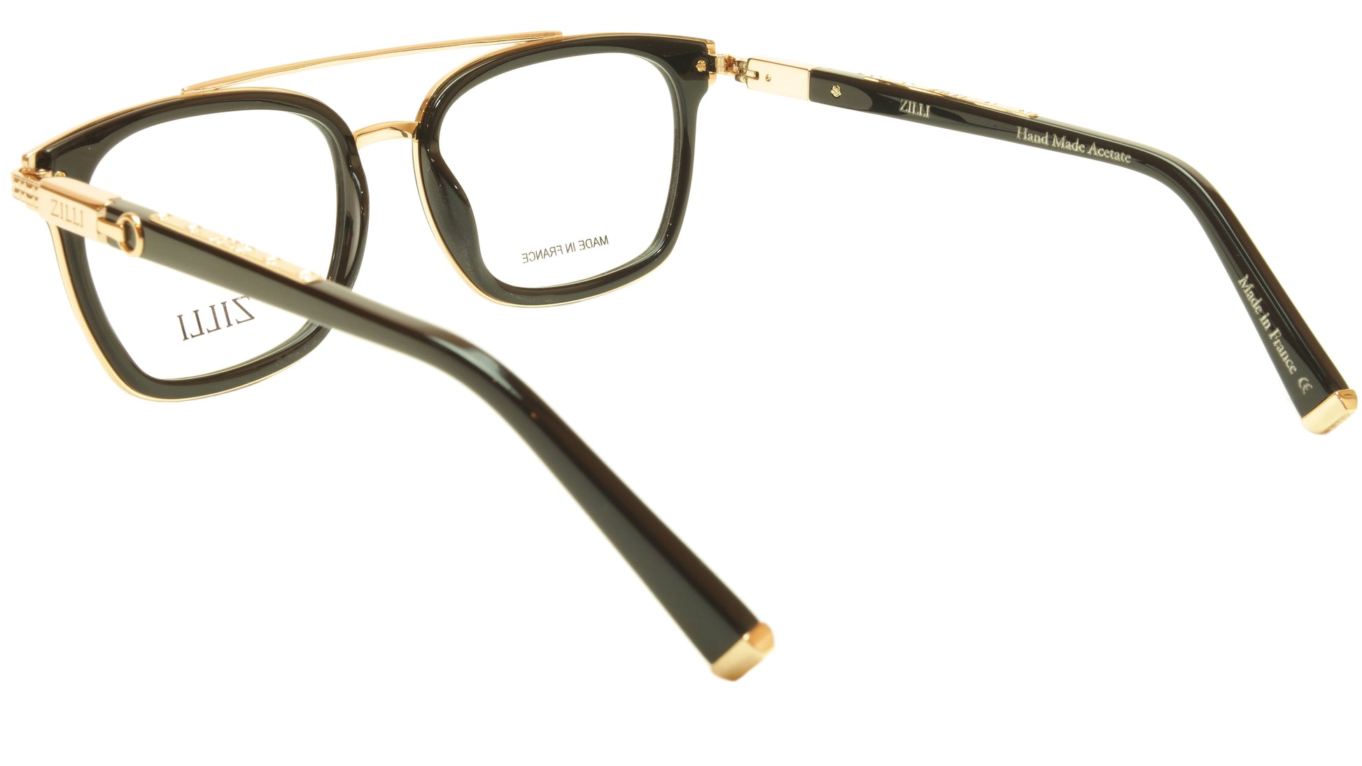 ZILLI Eyeglasses Frame Acetate Titanium Black Gold France Hand Made ZI 60017 C01 - Frame Bay
