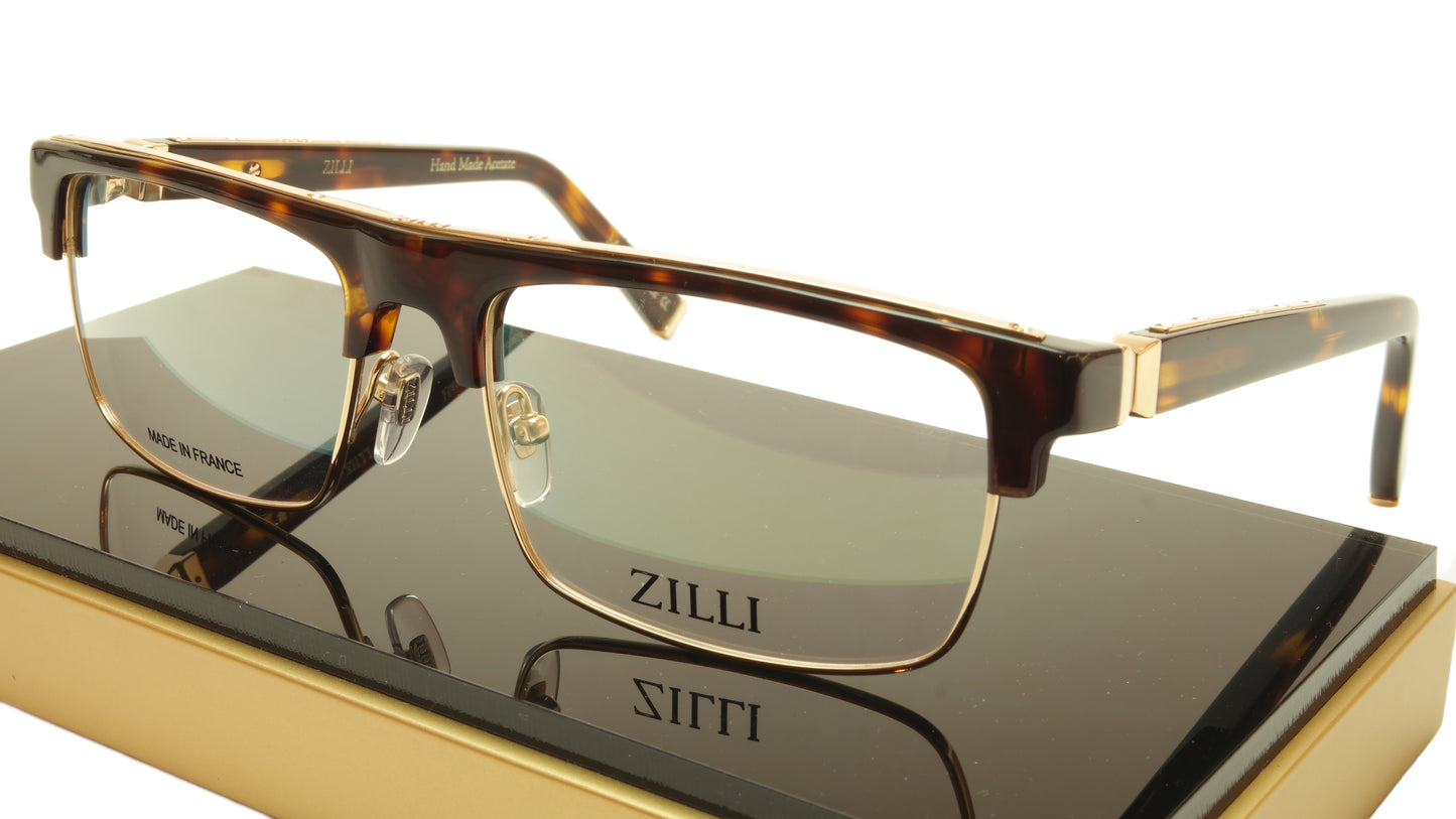 ZILLI Eyeglasses Frame Acetate Titanium Brown Gold France Made ZI 60005 C02 - Frame Bay