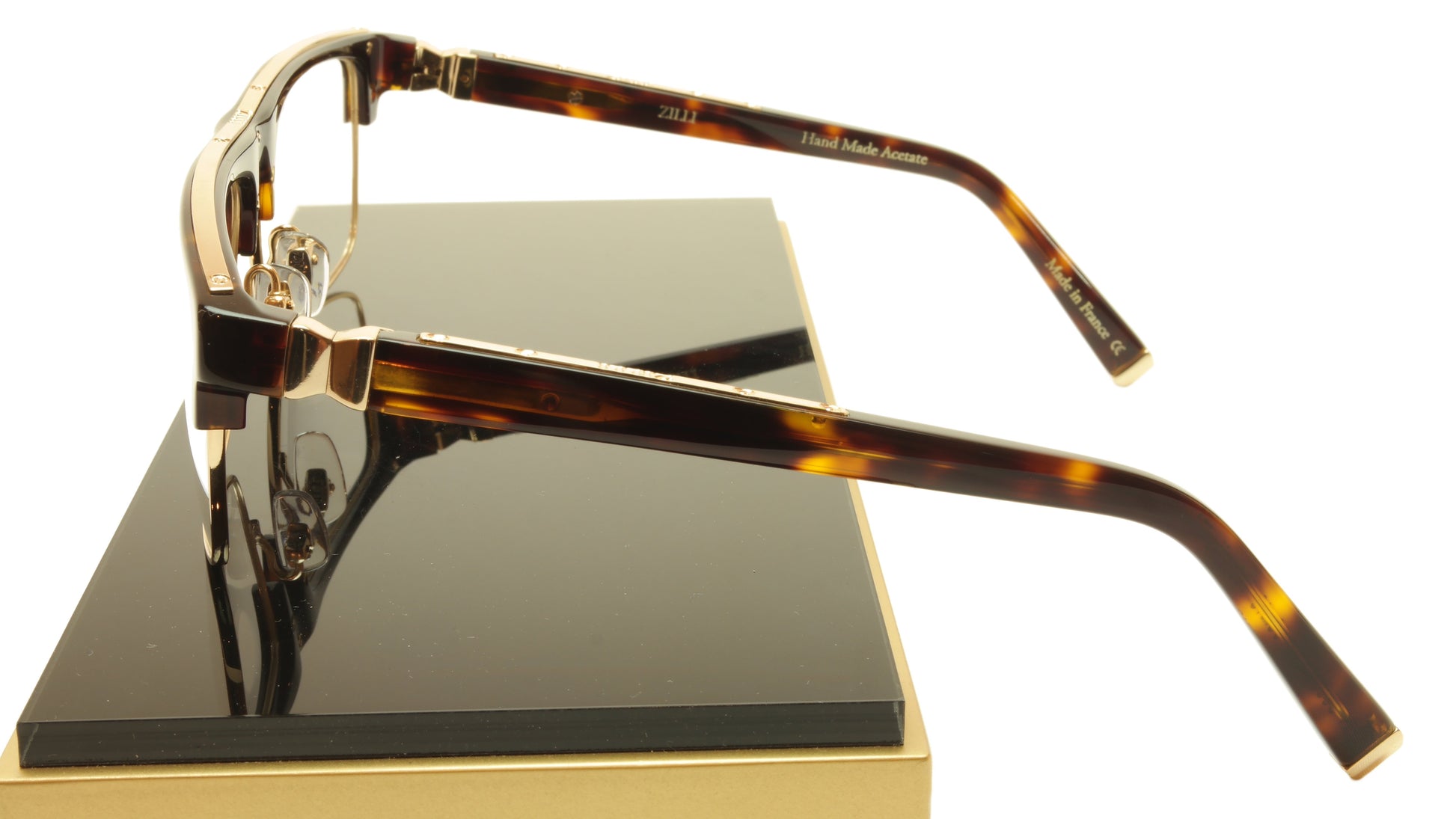 ZILLI Eyeglasses Frame Acetate Titanium Brown Gold France Made ZI 60005 C02 - Frame Bay