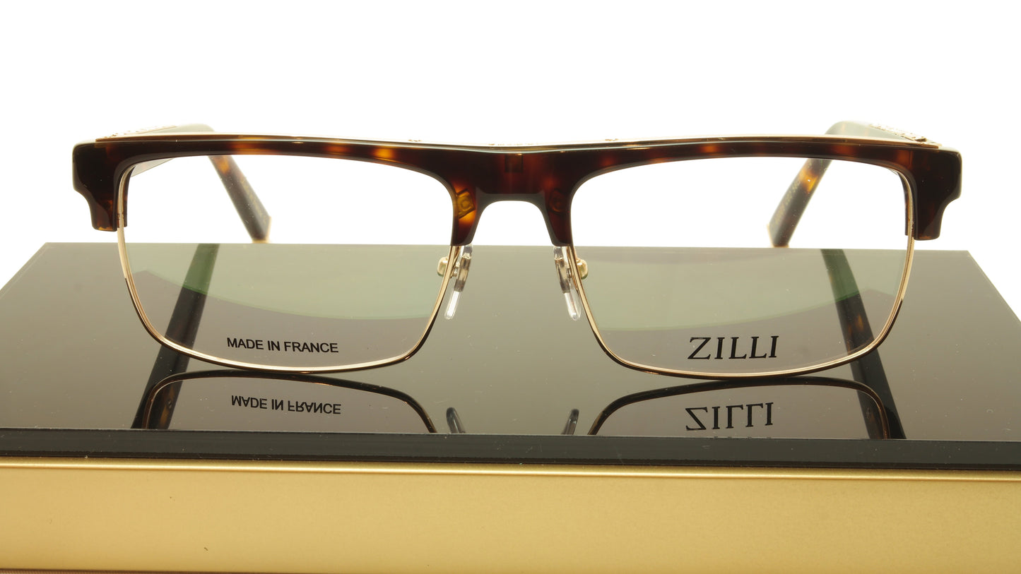 ZILLI Eyeglasses Frame Acetate Titanium Brown Gold France Made ZI 60005 C02 - Frame Bay