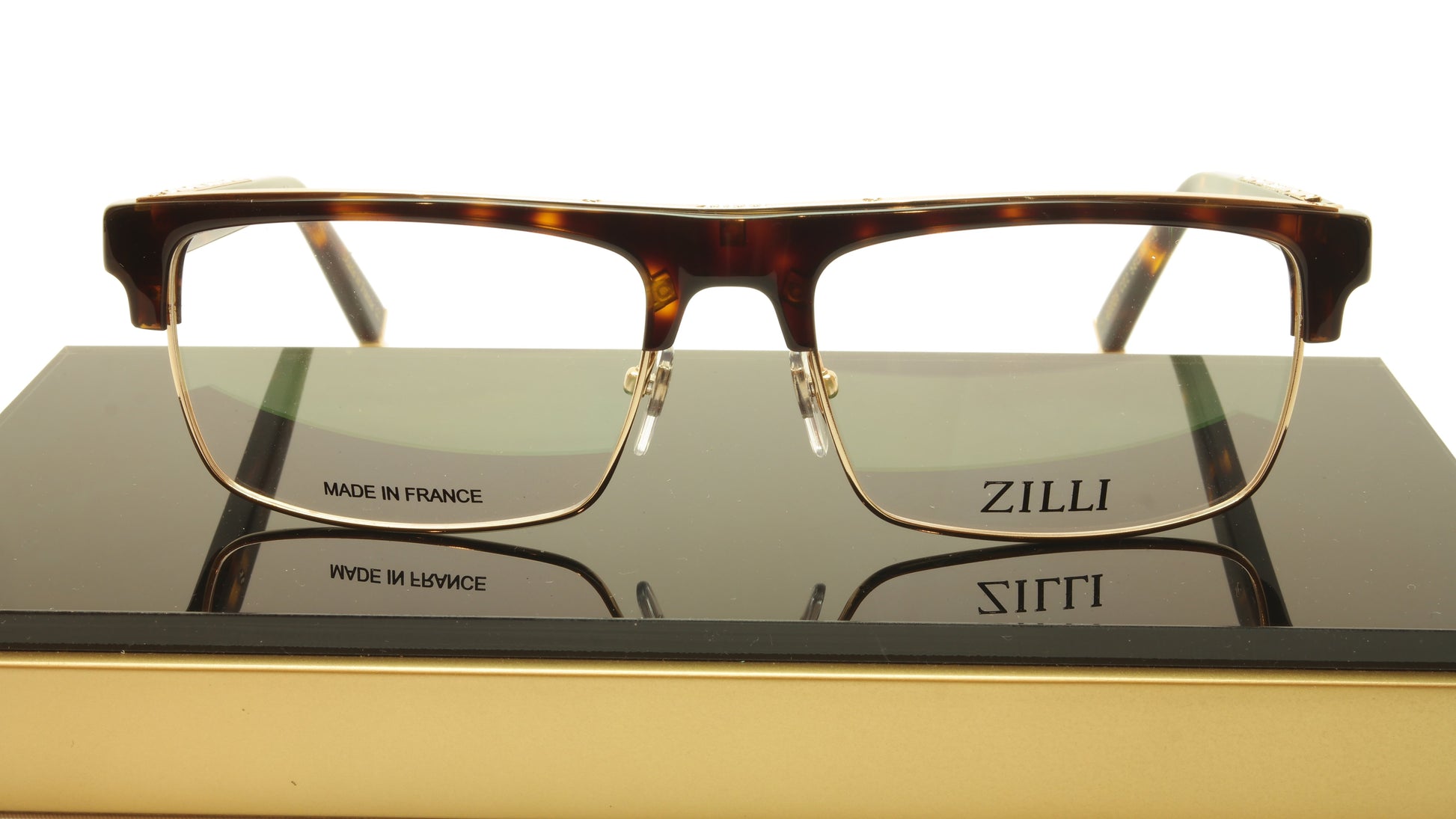 ZILLI Eyeglasses Frame Acetate Titanium Brown Gold France Made ZI 60005 C02 - Frame Bay