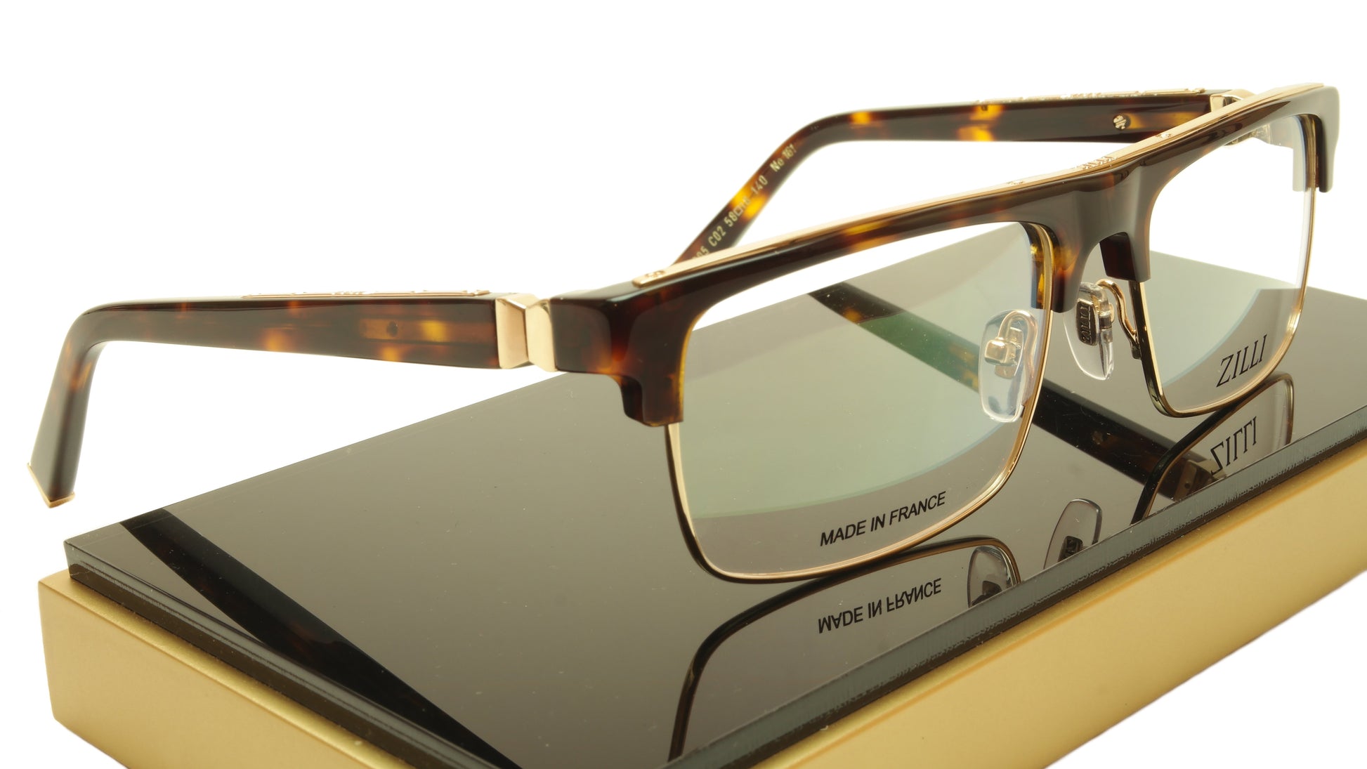 ZILLI Eyeglasses Frame Acetate Titanium Brown Gold France Made ZI 60005 C02 - Frame Bay