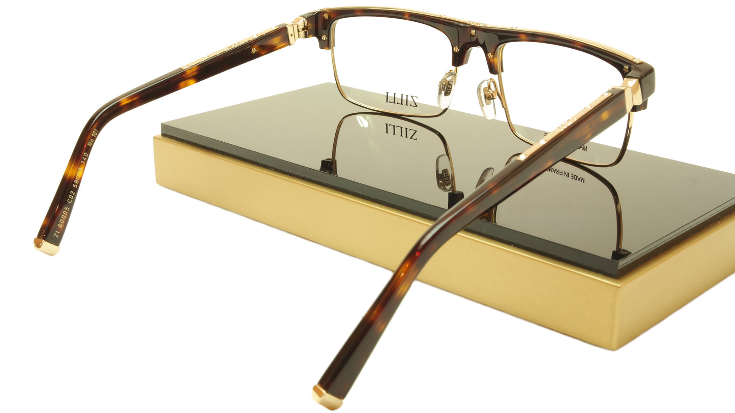ZILLI Eyeglasses Frame Acetate Titanium Brown Gold France Made ZI 60005 C02 - Frame Bay