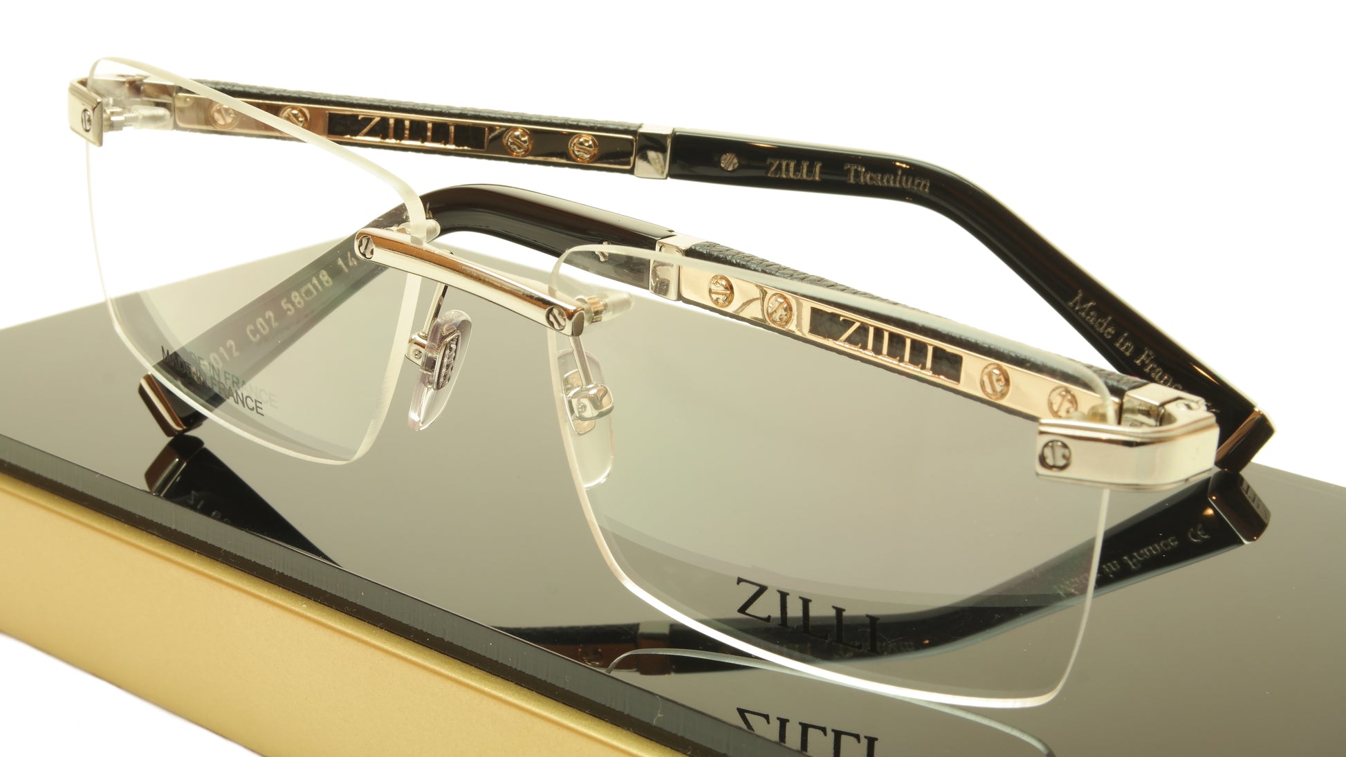 ZILLI Eyeglasses Frame Acetate Leather Titanium France Hand Made ZI 60012 C02 - Frame Bay