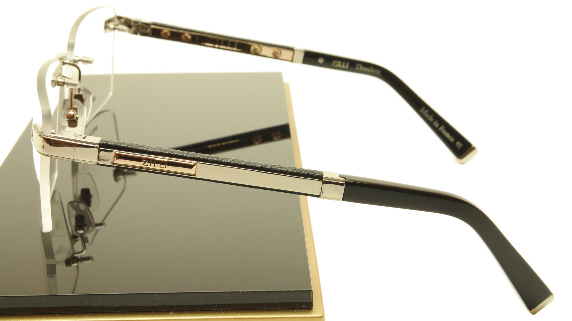 ZILLI Eyeglasses Frame Acetate Leather Titanium France Hand Made ZI 60012 C02 - Frame Bay