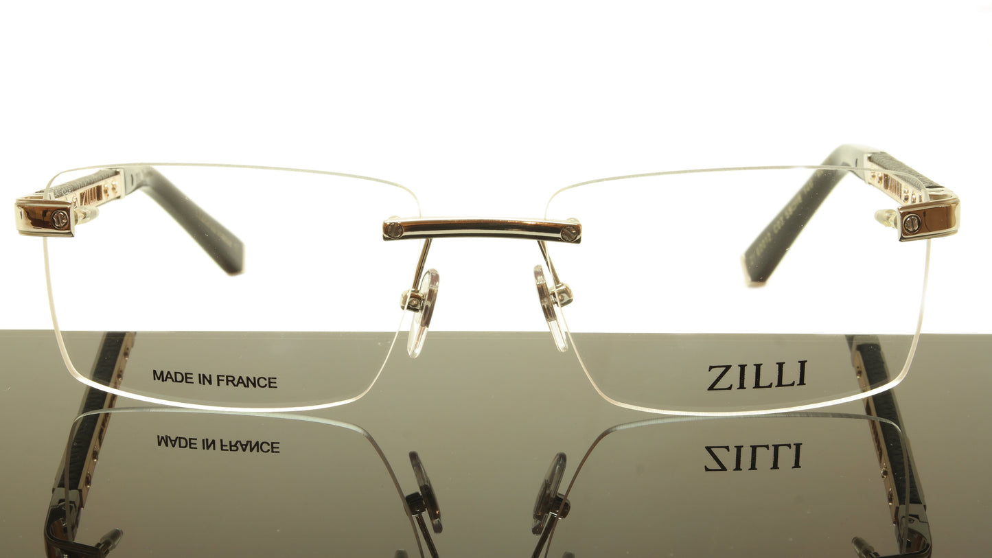 ZILLI Eyeglasses Frame Acetate Leather Titanium France Hand Made ZI 60012 C02 - Frame Bay