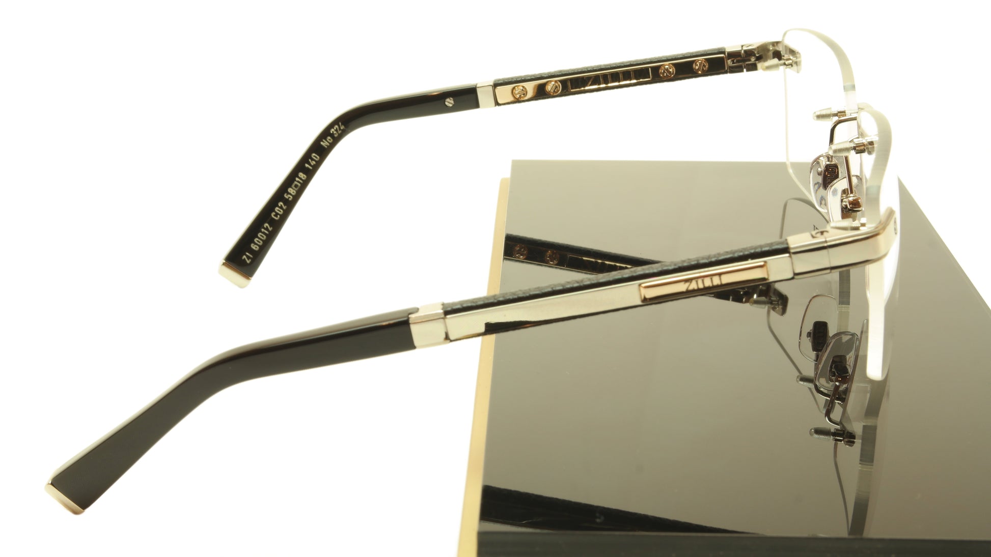 ZILLI Eyeglasses Frame Acetate Leather Titanium France Hand Made ZI 60012 C02 - Frame Bay