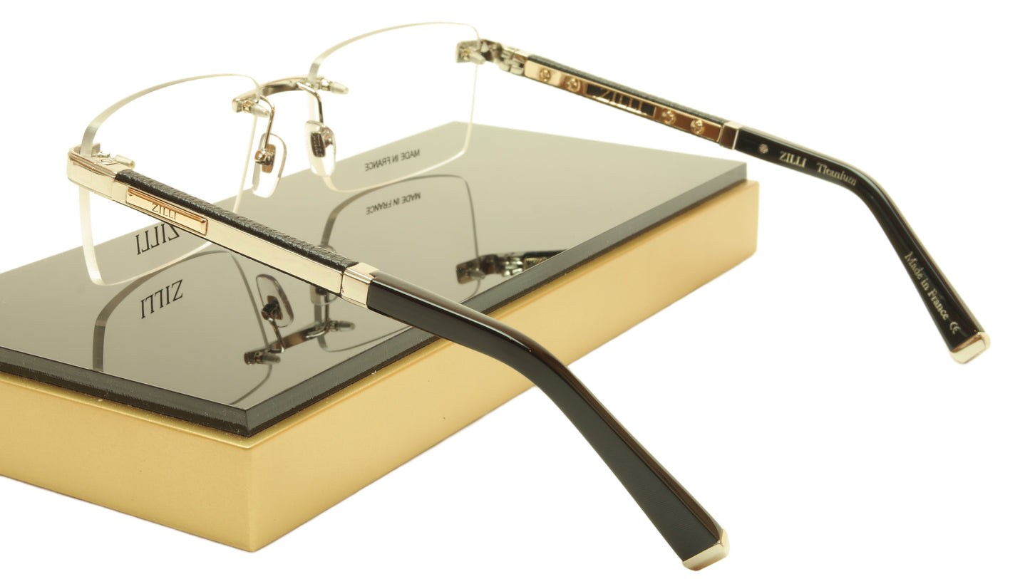 ZILLI Eyeglasses Frame Acetate Leather Titanium France Hand Made ZI 60012 C02 - Frame Bay