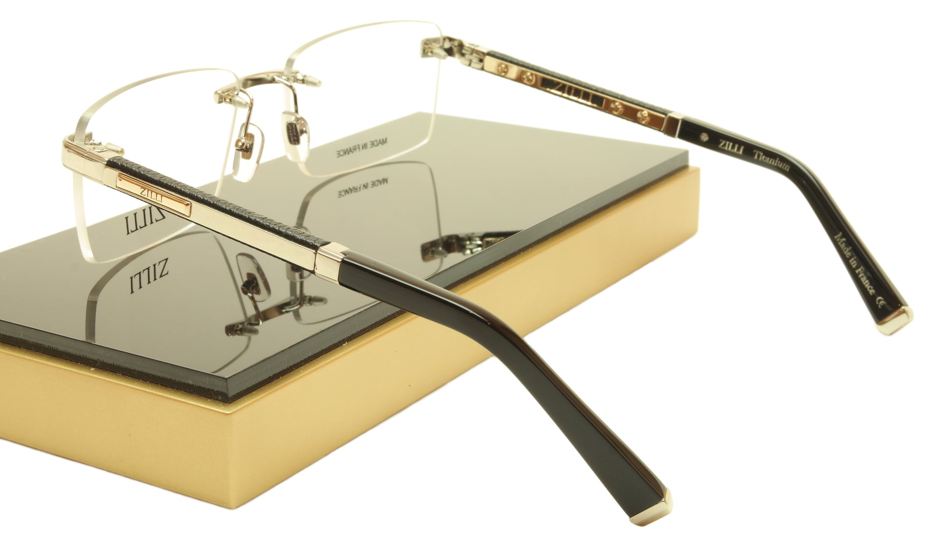 ZILLI Eyeglasses Frame Acetate Leather Titanium France Hand Made ZI 60012 C02 - Frame Bay