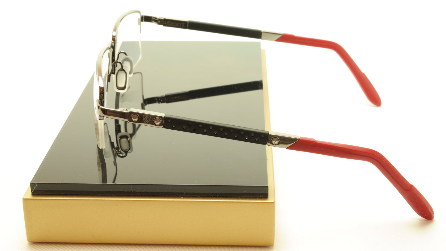 Charriol Eyeglasses Frame SP23006 Sports Chrome Black Red France Made 53-18-140 - Frame Bay