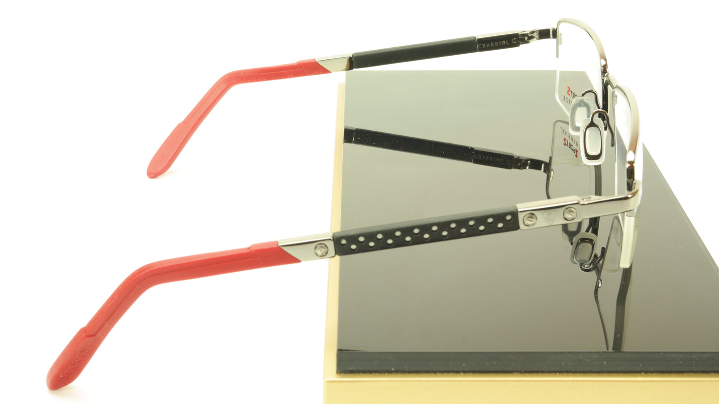 Charriol Eyeglasses Frame SP23006 Sports Chrome Black Red France Made 53-18-140 - Frame Bay