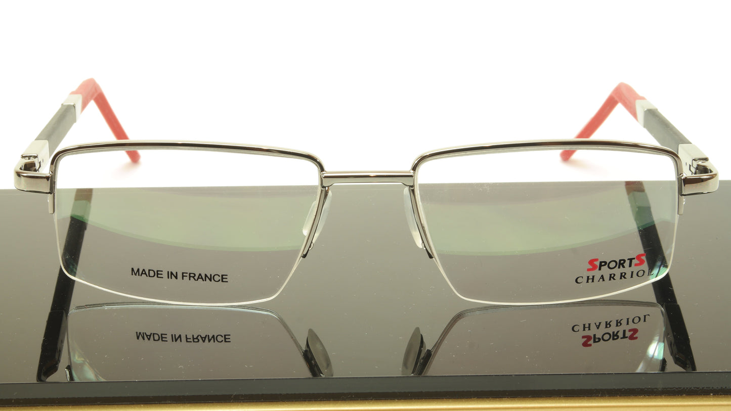Charriol Eyeglasses Frame SP23006 Sports Chrome Black Red France Made 53-18-140 - Frame Bay