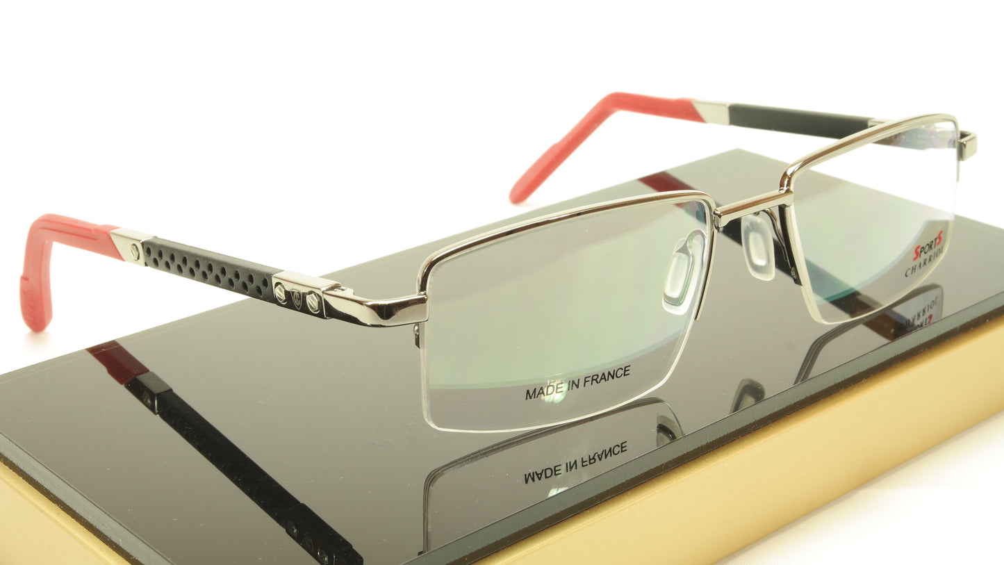 Charriol Eyeglasses Frame SP23006 Sports Chrome Black Red France Made 53-18-140 - Frame Bay