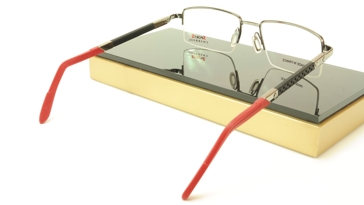 Charriol Eyeglasses Frame SP23006 Sports Chrome Black Red France Made 53-18-140 - Frame Bay