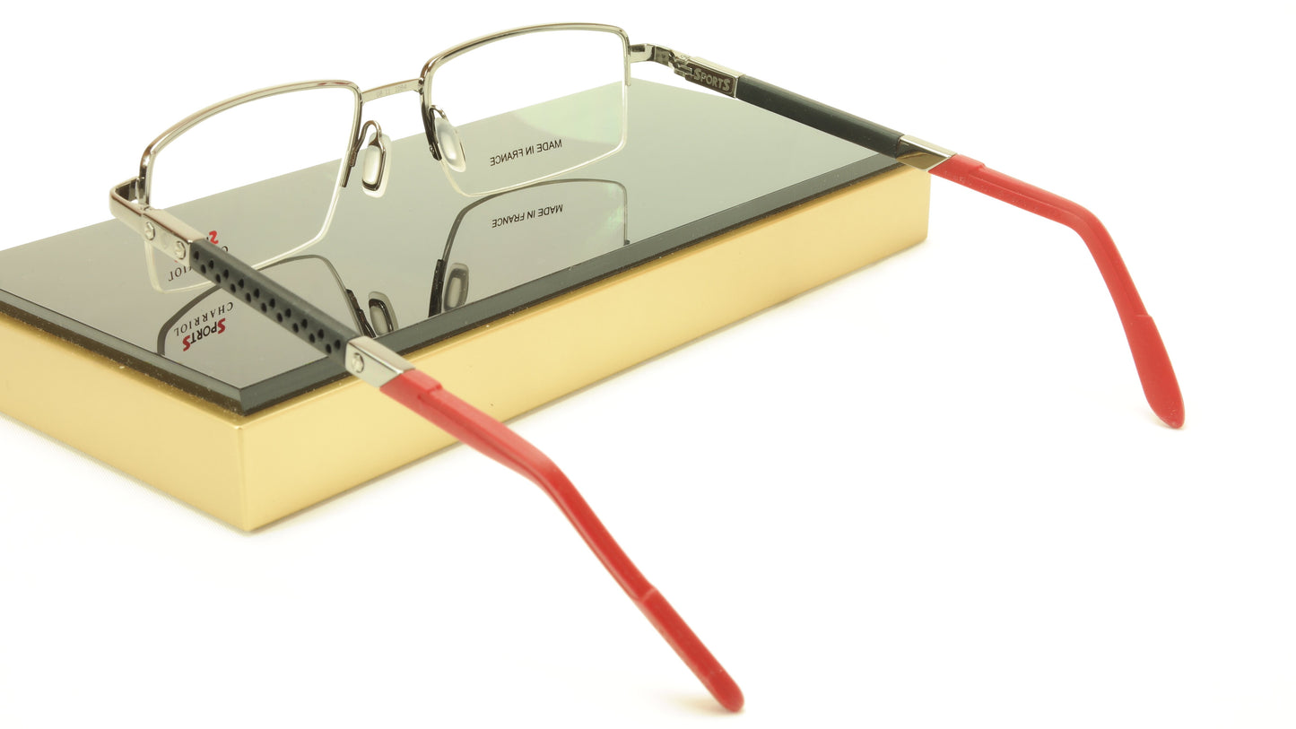 Charriol Eyeglasses Frame SP23006 Sports Chrome Black Red France Made 53-18-140 - Frame Bay