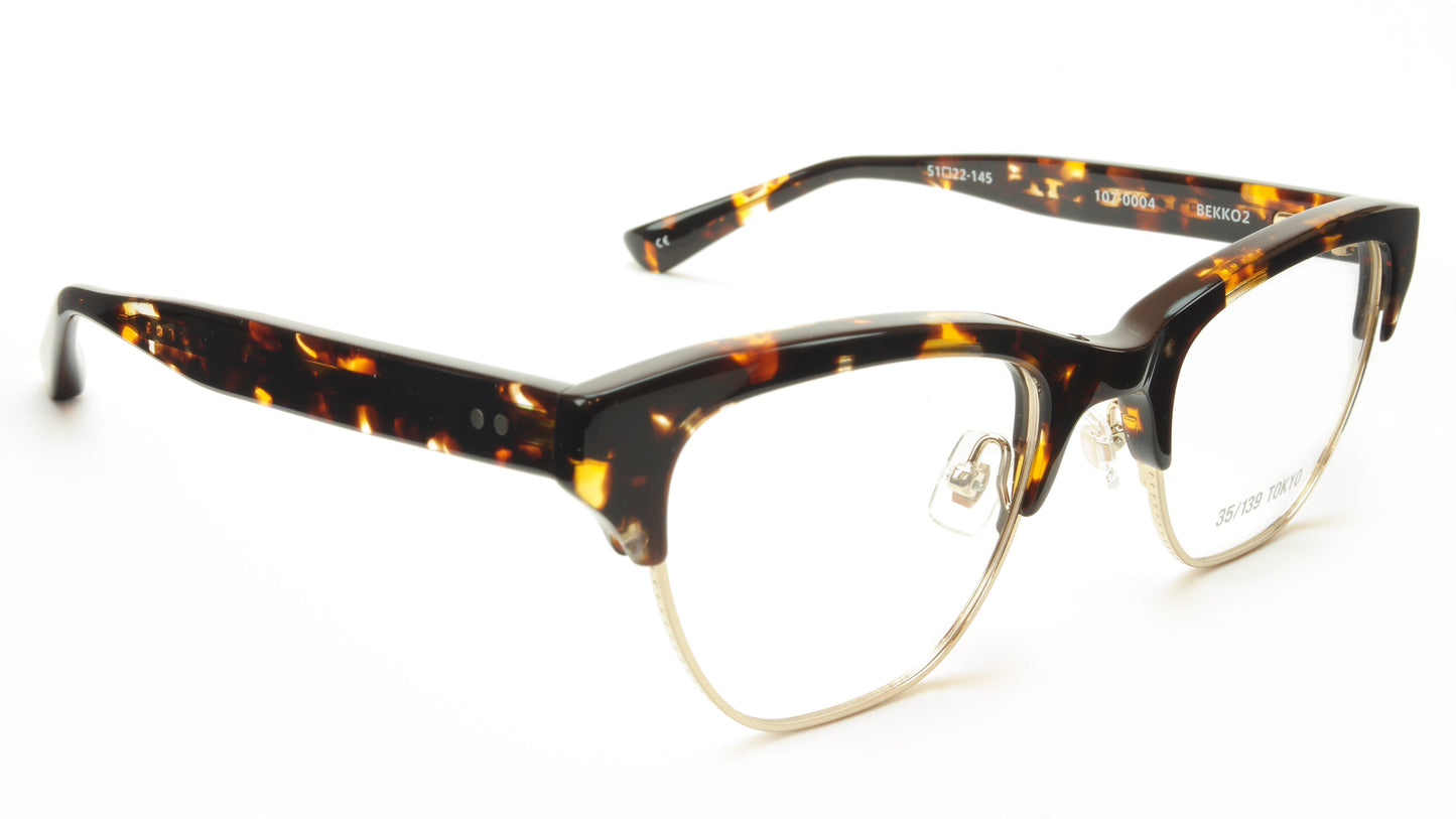 35/139 Tokyo BEKKO2 107-0004 Eyeglasses Frame Tortoise Gold 51-22-145 Japan Made - Frame Bay