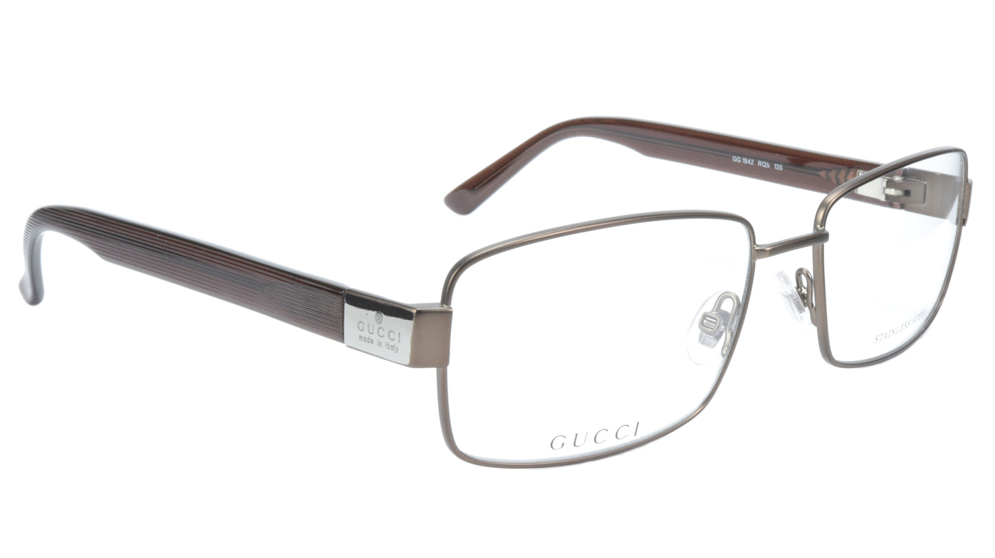 Gucci Eyeglasses Frame GG 1942 RQ5 Brown Metal Acetate Italy Made 55-17-135, 35 - Frame Bay
