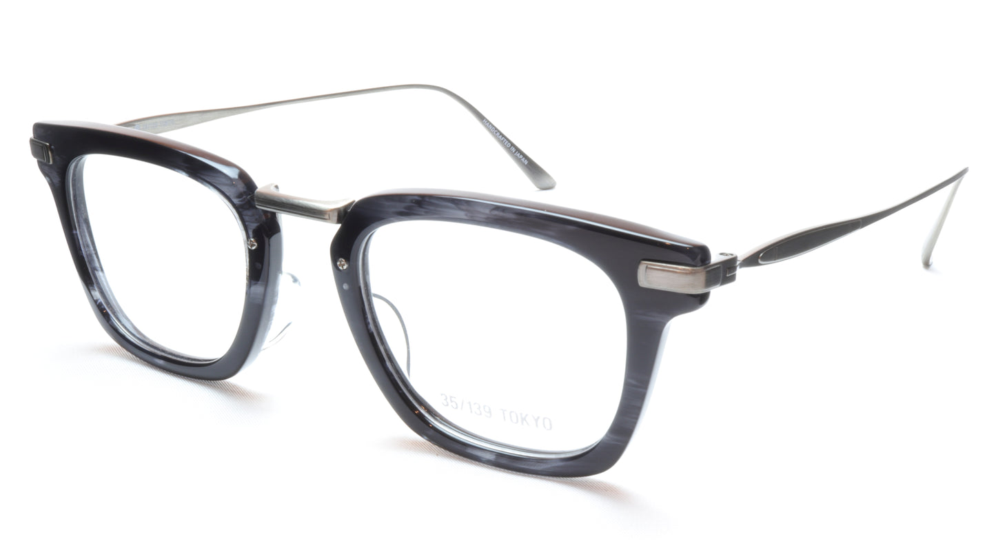 35/139 Tokyo SUMI 107-0006A Eyeglasses Frame Black Crystal Chrome 49-23-145 Japan Made - Frame Bay