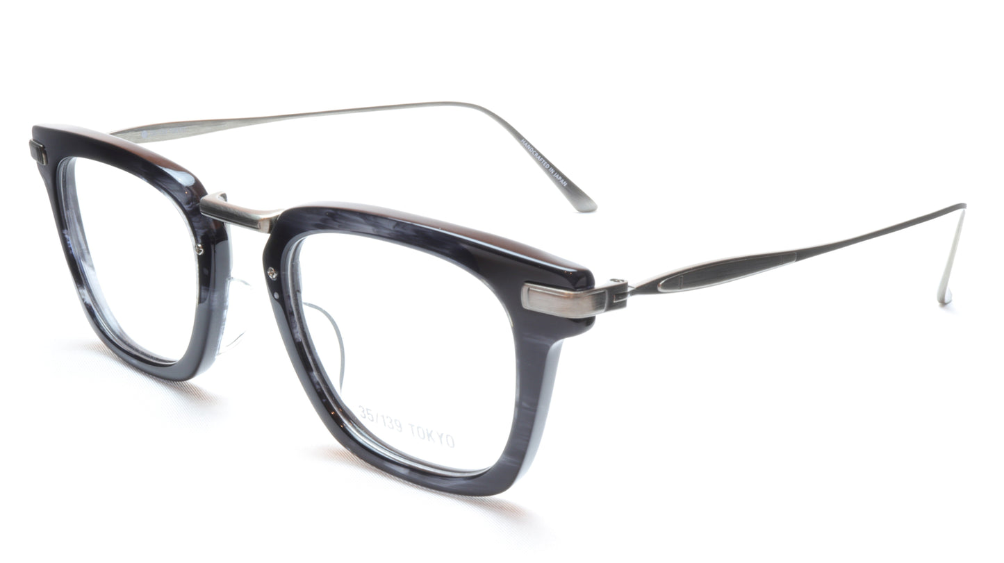 35/139 Tokyo SUMI 107-0006A Eyeglasses Frame Black Crystal Chrome 49-23-145 Japan Made - Frame Bay