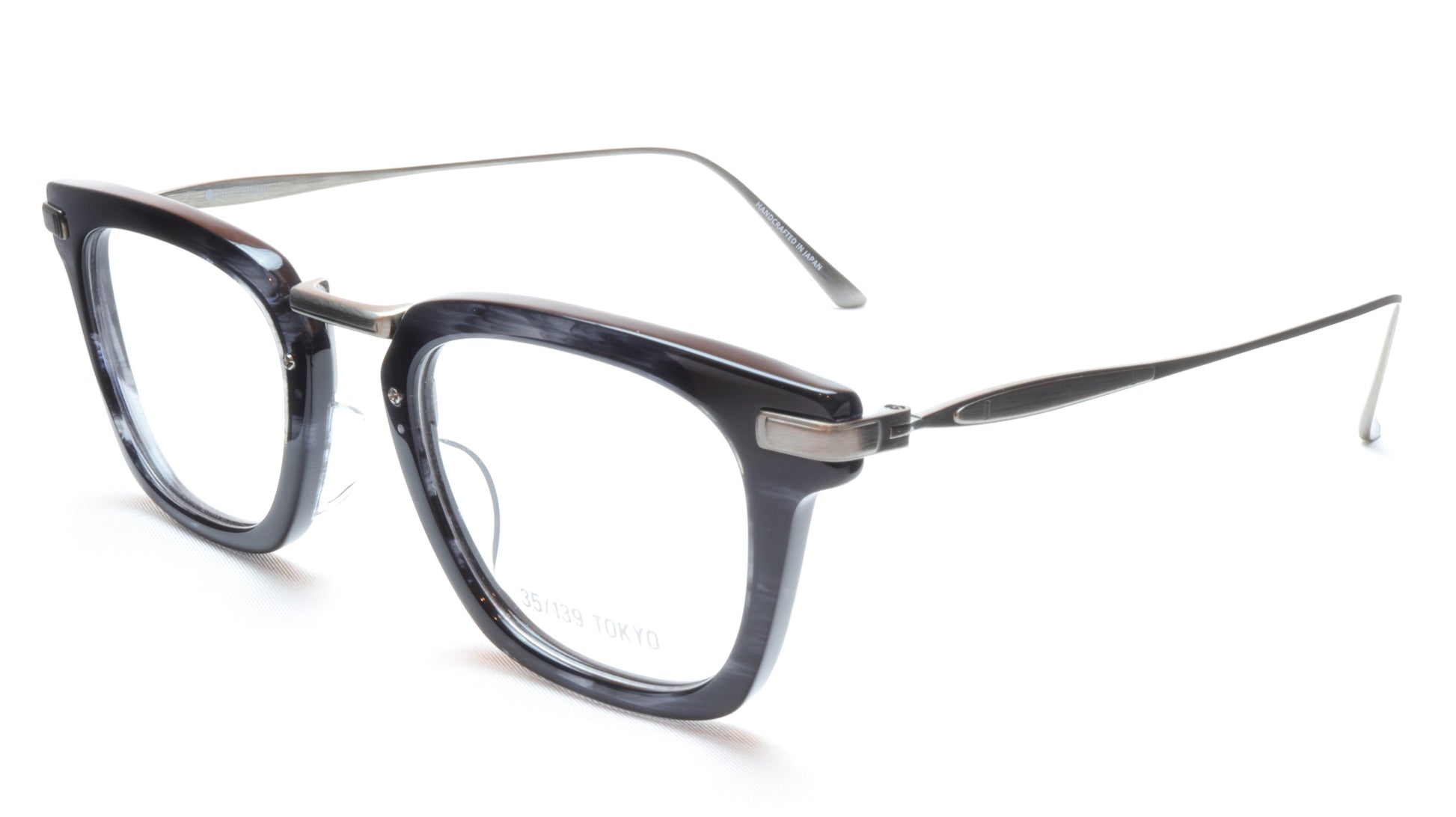 35/139 Tokyo SUMI 107-0006A Eyeglasses Frame Black Crystal Chrome 49-23-145 Japan Made - Frame Bay
