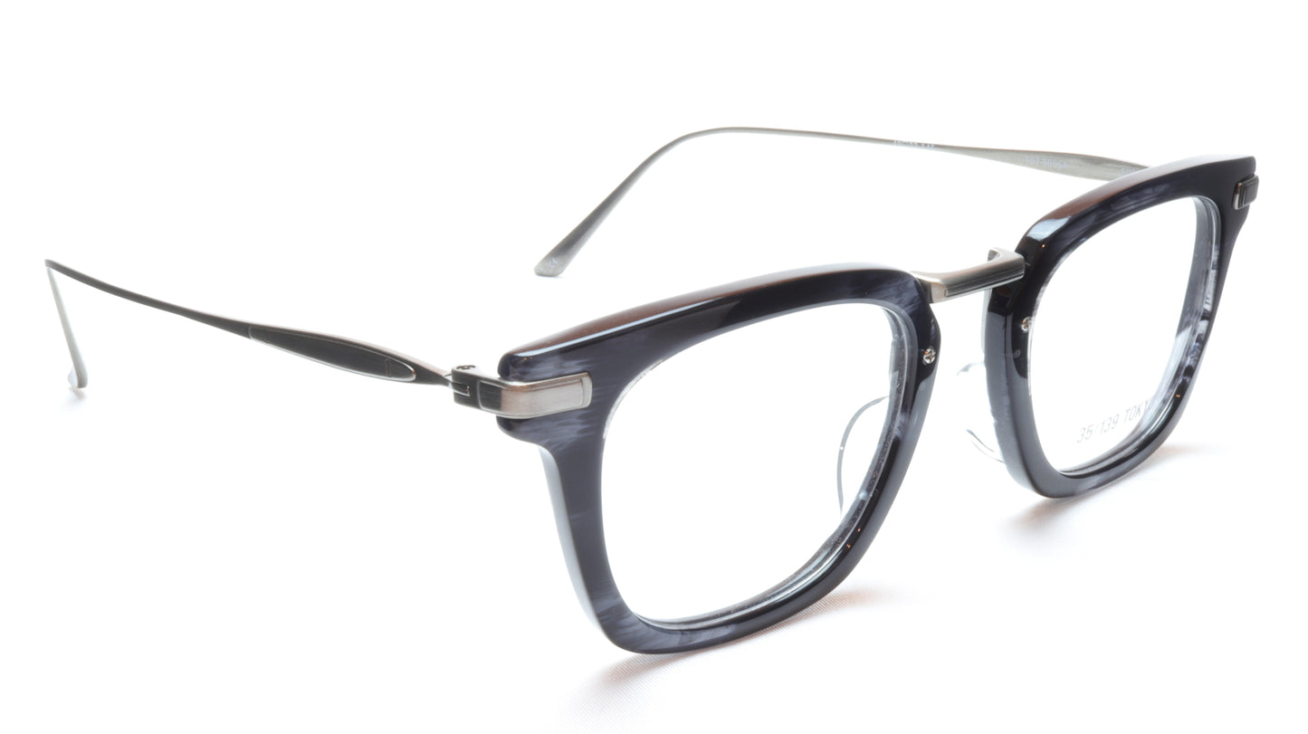 35/139 Tokyo SUMI 107-0006A Eyeglasses Frame Black Crystal Chrome 49-23-145 Japan Made - Frame Bay