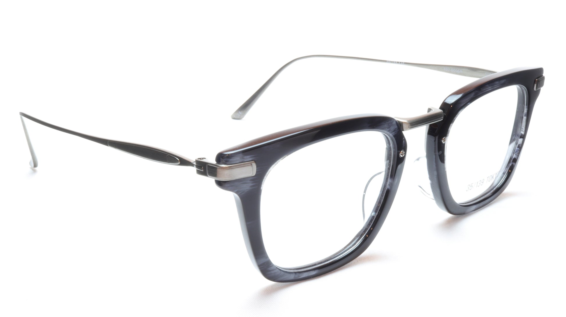 35/139 Tokyo SUMI 107-0006A Eyeglasses Frame Black Crystal Chrome 49-23-145 Japan Made - Frame Bay