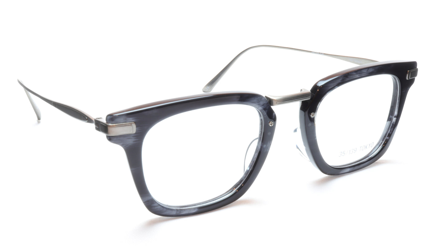35/139 Tokyo SUMI 107-0006A Eyeglasses Frame Black Crystal Chrome 49-23-145 Japan Made - Frame Bay