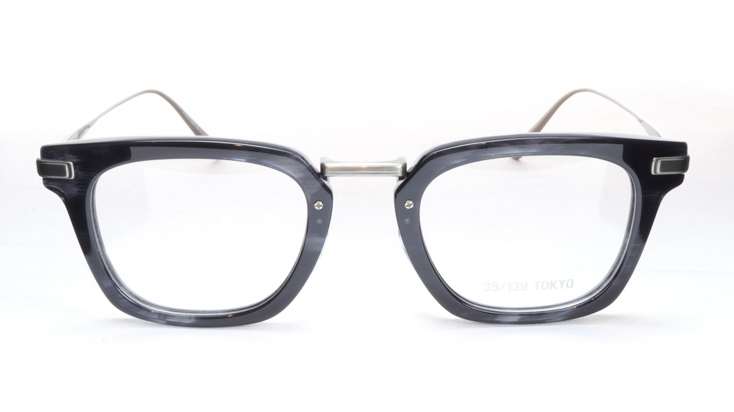 35/139 Tokyo SUMI 107-0006A Eyeglasses Frame Black Crystal Chrome 49-23-145 Japan Made - Frame Bay