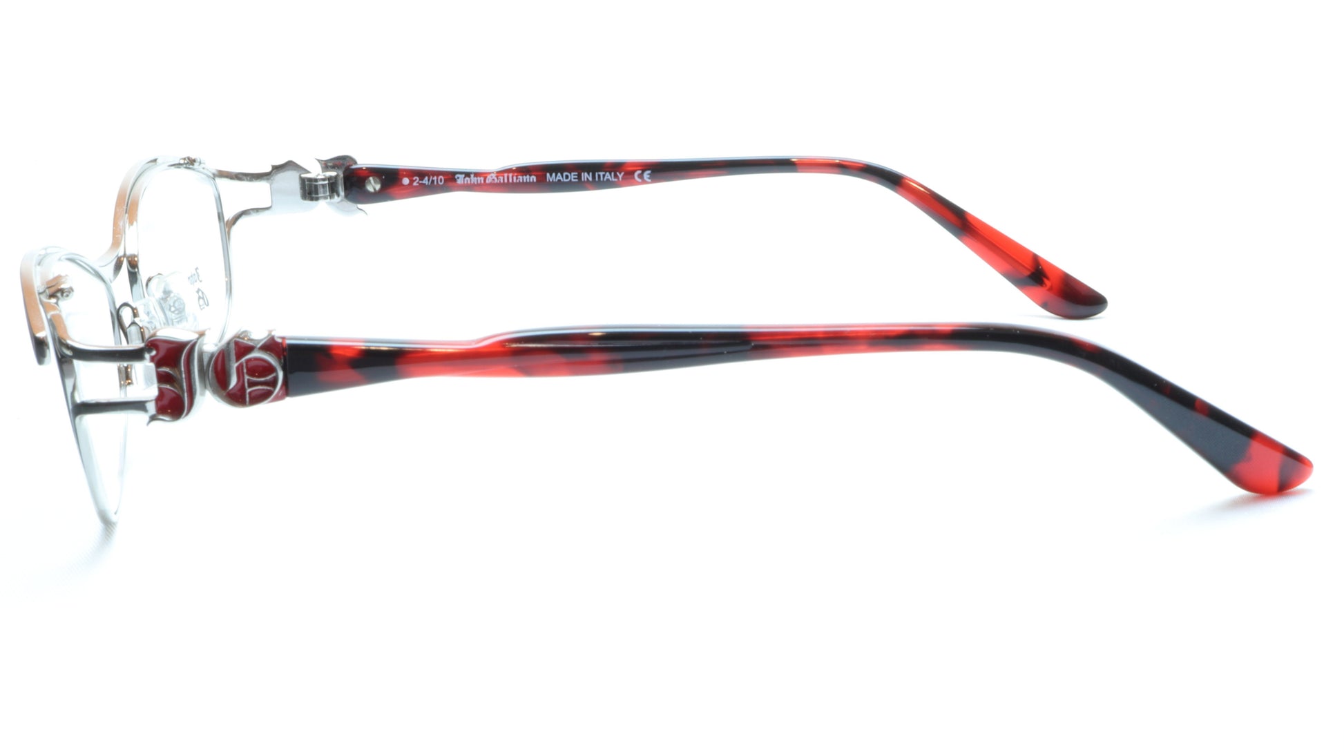 John Galliano Eyeglasses Frame JG5007 066 Metal Silver Red Italy Made 54-16-135 - Frame Bay