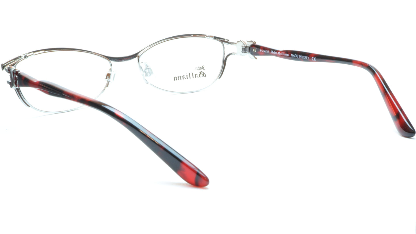 John Galliano Eyeglasses Frame JG5007 066 Metal Silver Red Italy Made 54-16-135 - Frame Bay