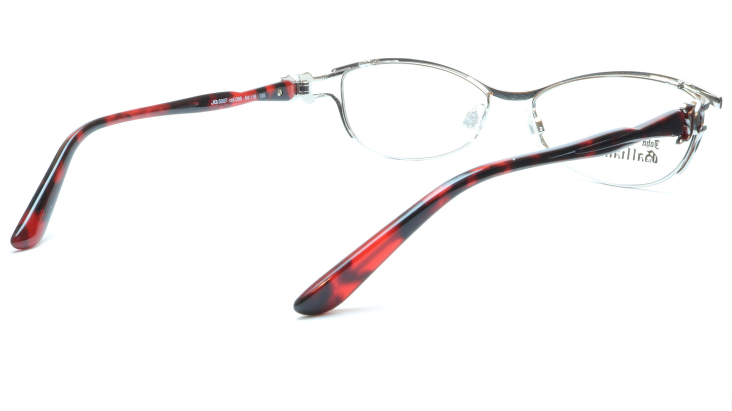 John Galliano Eyeglasses Frame JG5007 066 Metal Silver Red Italy Made 54-16-135 - Frame Bay
