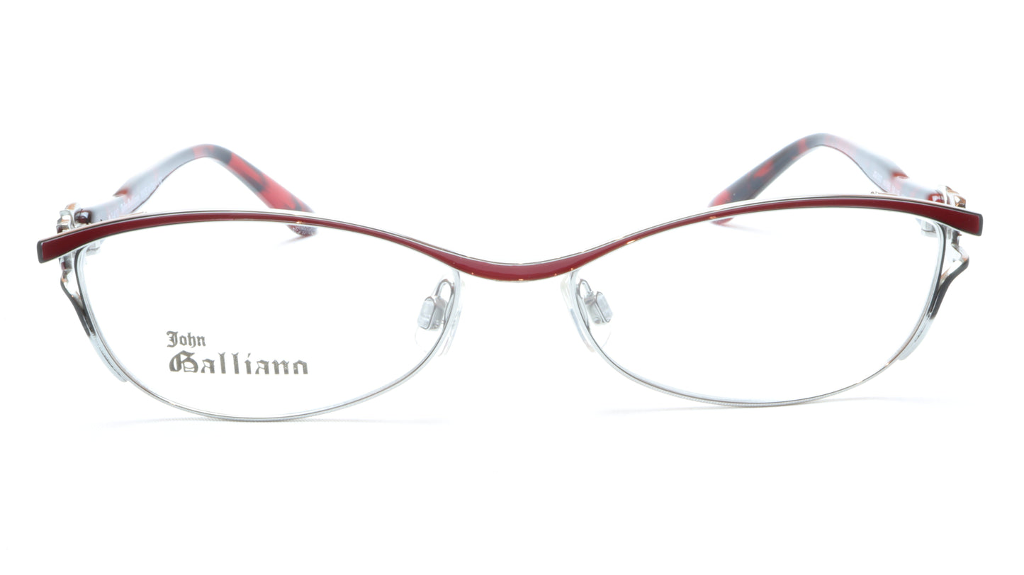 John Galliano Eyeglasses Frame JG5007 066 Metal Silver Red Italy Made 54-16-135 - Frame Bay