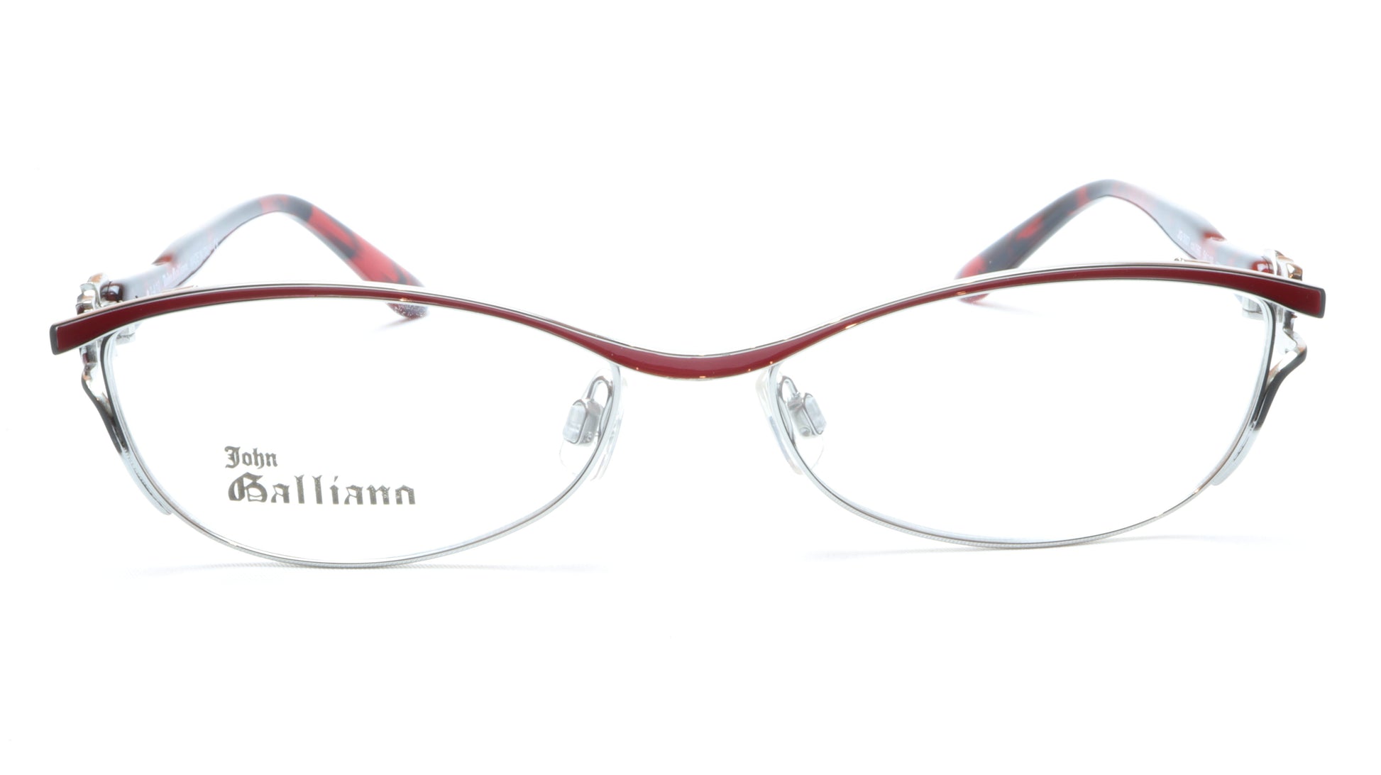John Galliano Eyeglasses Frame JG5007 066 Metal Silver Red Italy Made 54-16-135 - Frame Bay